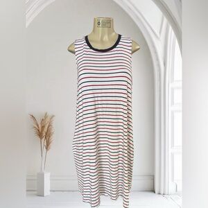 Time and Tru Striped Sleeveless Dress - Black, White, Red